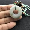 Tianshan Jade Gold Thread Ring Pendant Necklace - Unisex Donut Design