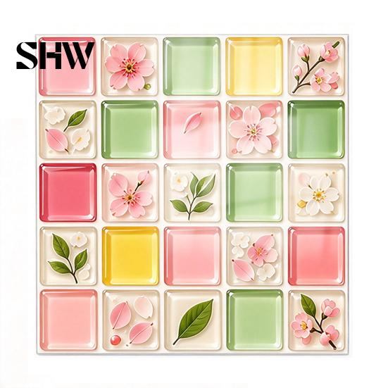 Self Adhesive Mosaic Wall Stickers Acrylic Tile Stickers, Peel and Stick Self-Adhesive Backsplash Tiles, HD Glossy Waterproof Kitchen Oil-Proof Decals