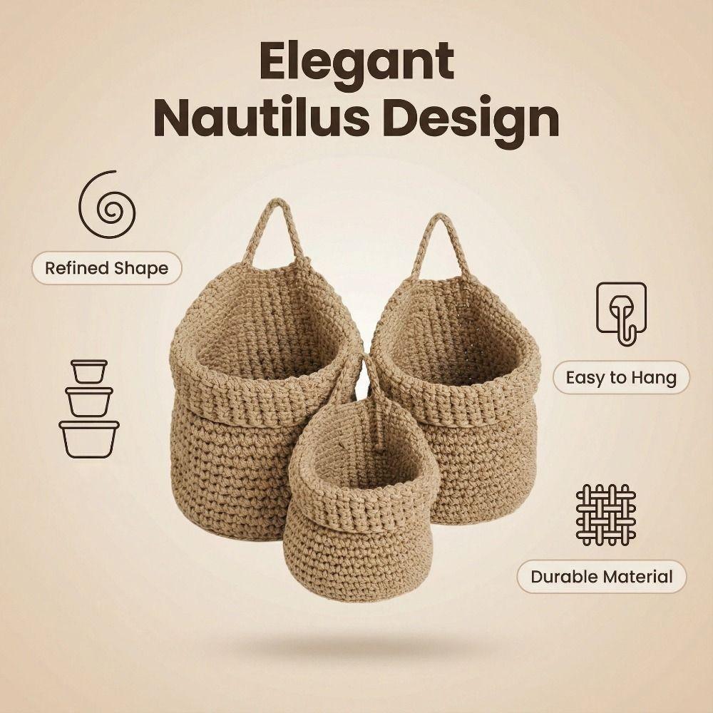 Hand-Woven Wall Hanging Basket Soft Space Saving Garlic Ginger Storage Basket Decorative Egg Fruit Storage Container Living Room