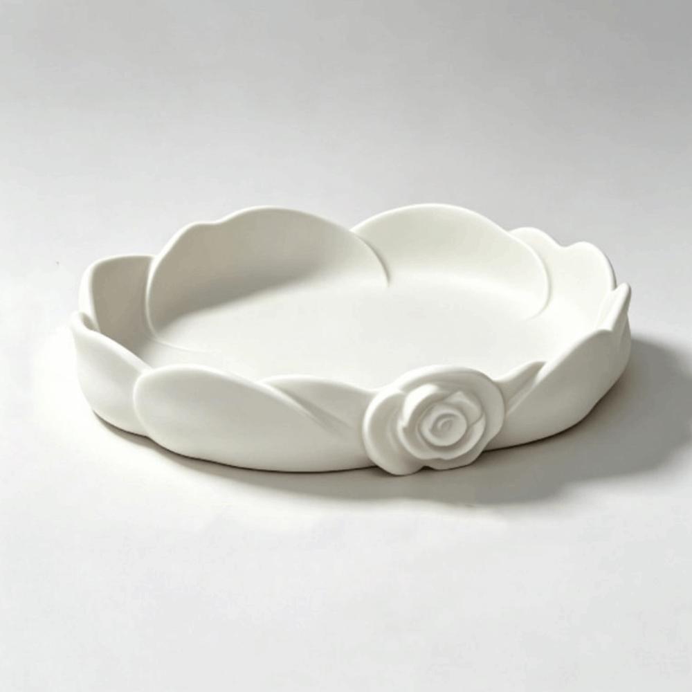 Non-Slip Base Minimalist Flower Key Dish Plastic Floral Decorative Holder  Vanity Tabletop