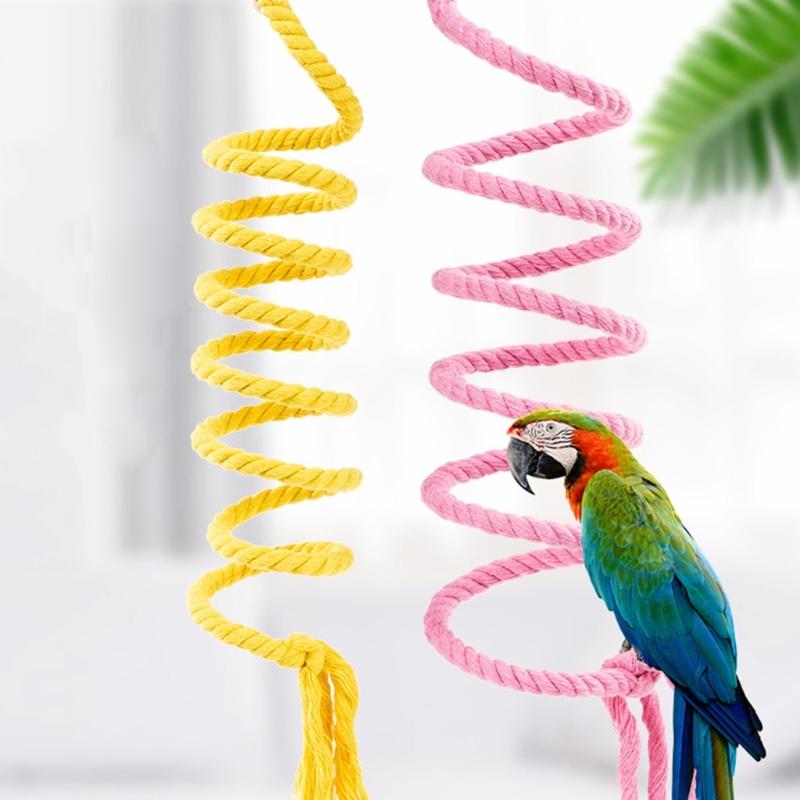Lovebird Parrots Cage Spiral Bridge Swing Climbing Cotton Training Ladder Toy for Bird Pet Supplies