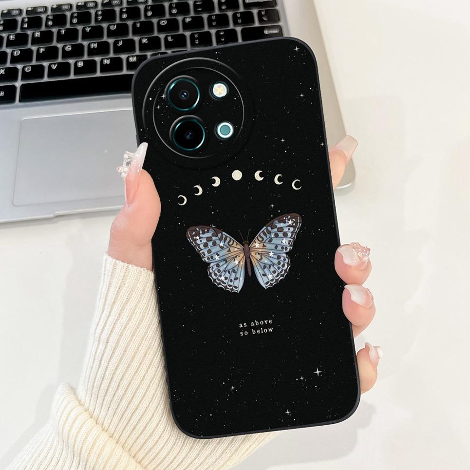For Vivo Y38 Y58 T3x Y200i Y200t Back Cover Flower Butterfly Women Girly Fashion Phone Case For Vivo V2355 V2388 Liquid Silicone
