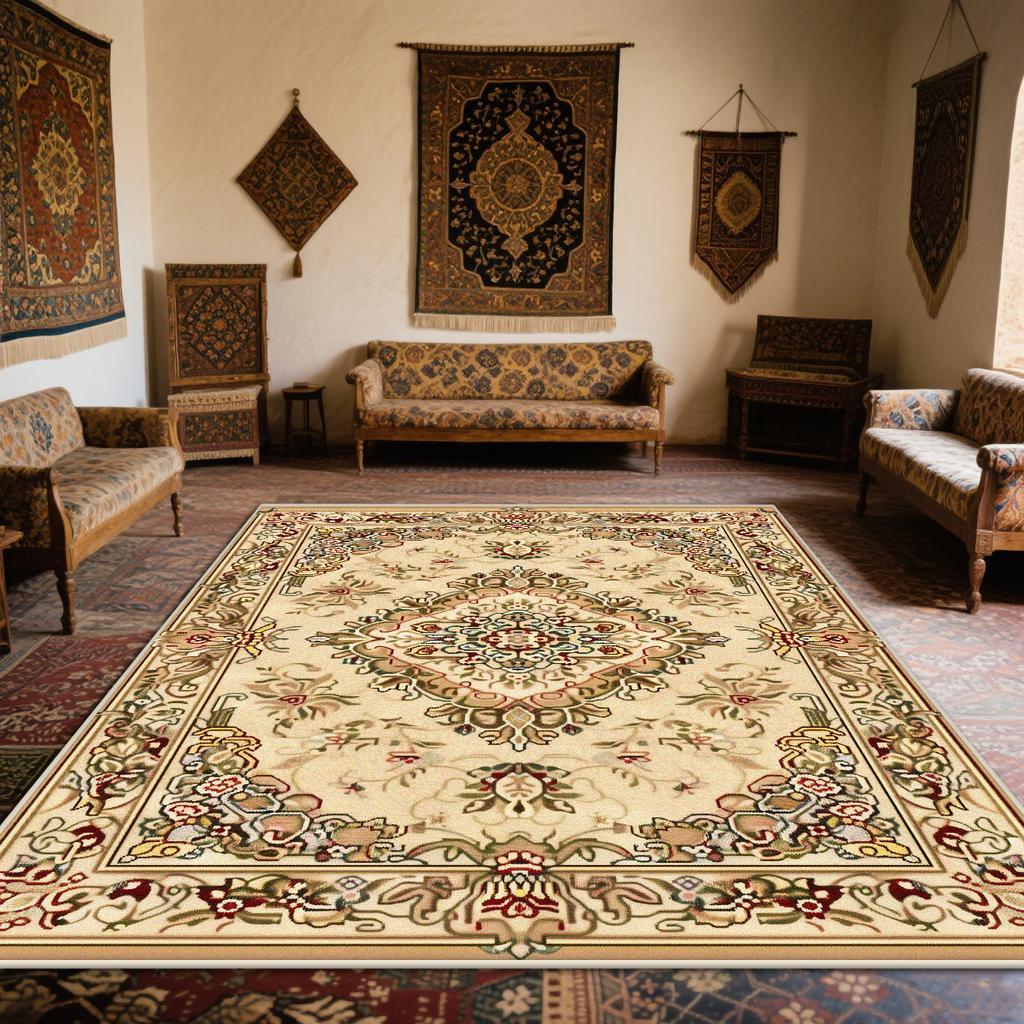 Persian Light Luxury Carpet for Living Room Non-slip Bohemian Decoration Bedroom Lounge Rug European Tatami Mat Washable Lounge