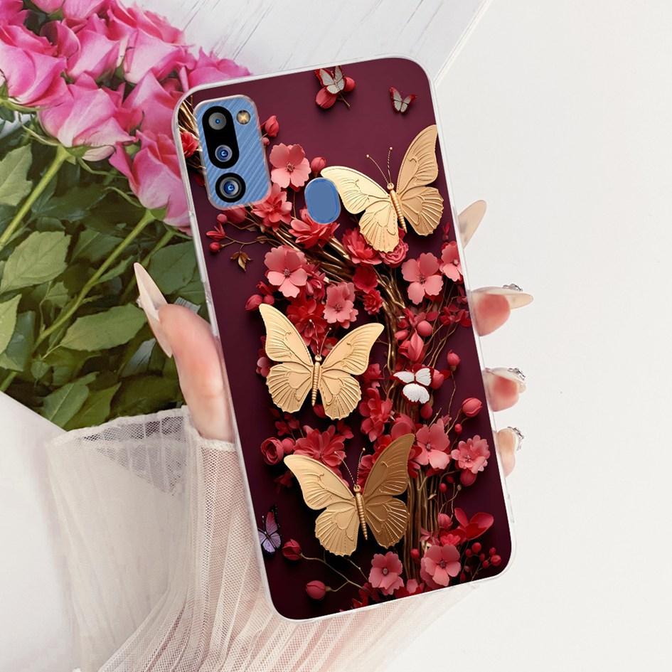 For Cover Samsung Galaxy M21 2021 Phone Case SM-M215G Shell Fashion Flower Soft Silicone Clear Cover For Samsung M21 2021 Fundas