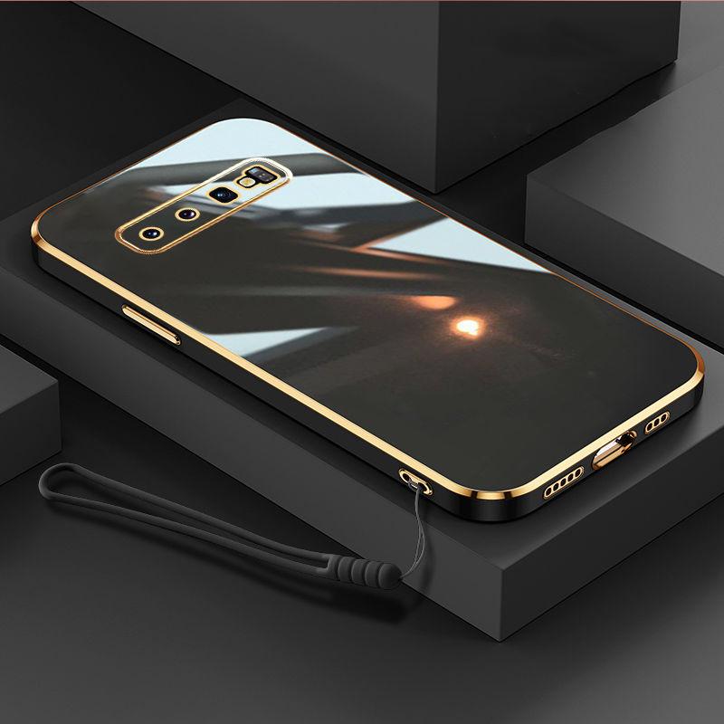 

Для Samsung Galaxy S10 Чехол Роскошный Квадратный Металлизированный SM-G973F, SM-G973U Чехол для Телефона Ударопрочный Силиконовый Чехол-Накладка Fundas For Galaxy S10&Case & Strap