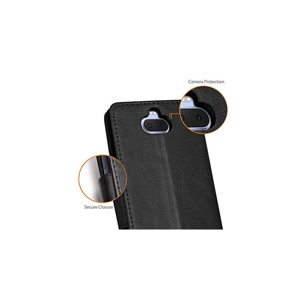 Sony Xperia 10 Plus Hülle, Leder Wallet Flip Schutzhülle Cover mit Kartenschlitzen, Ständer und Armband - PU-Leder