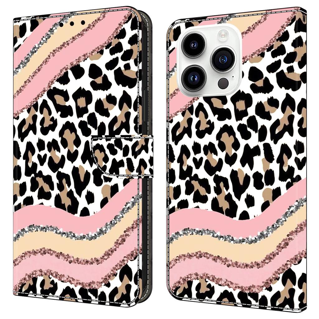 For iPhone 16 Pro Max Case Wallet Stand Pattern Printing PU Leather Flip Phone Cover