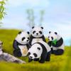 4Pcs Panda Statue Cartoon Cute Expressions Anti-fade Attractive Panda Crafts Micro Landscape Animal Ornament Home Decor