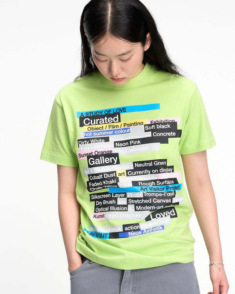 THEMUSEUMVISITOR Multi Text Graffiti T-Shirt (Green)