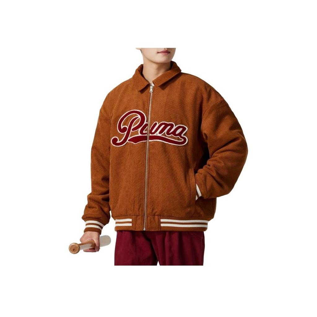 Puma Team Cc Woven Casual Series College Style Corduroy Comfortable Fashion Fleece Soft American Vintage Polo Jacket Unisex Jacket Teak 630949-98