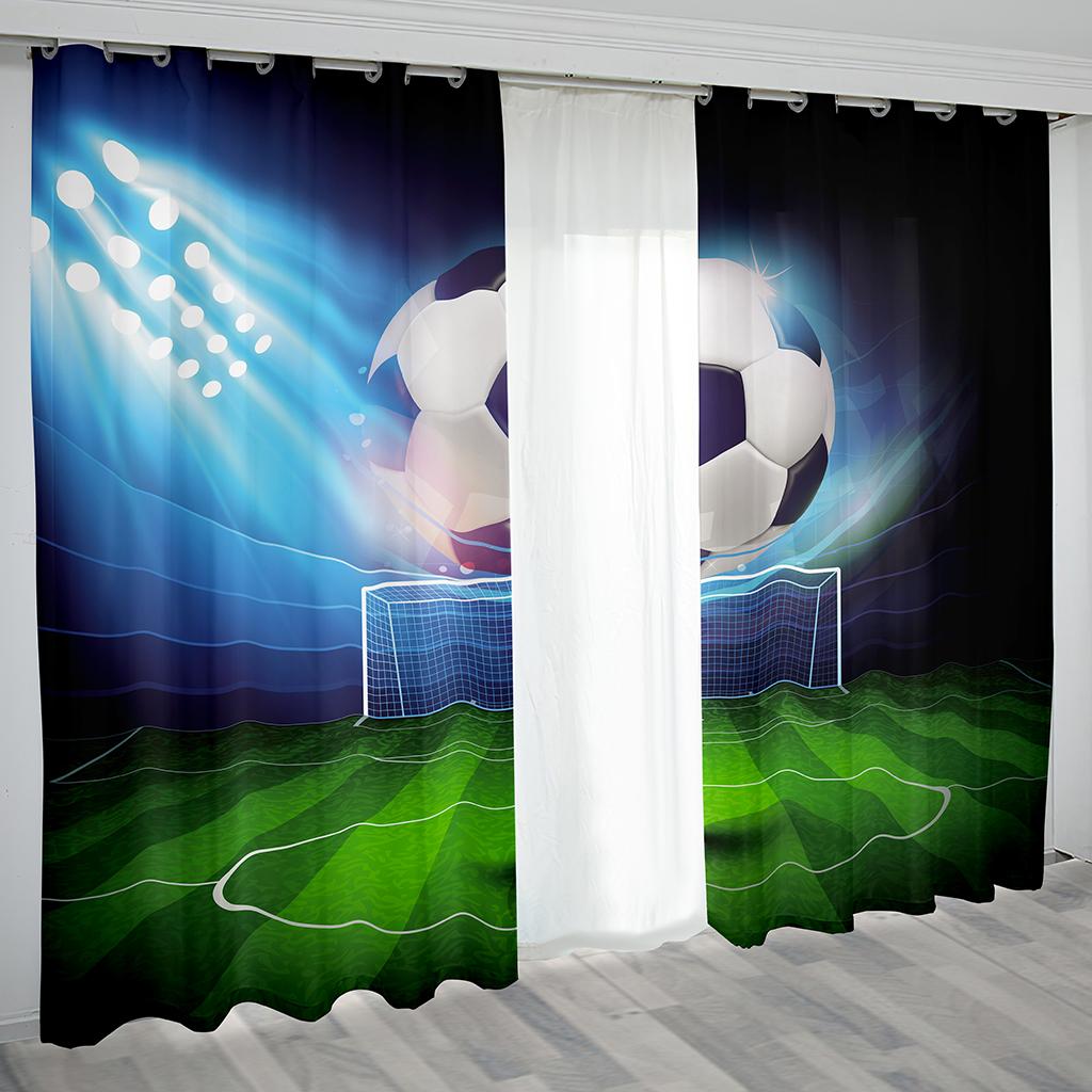 Grünes Gras auf dem Fußball-Design-Serienmuster. Dünner, halbschattierender Verdunkelungsvorhang im Schlafzimmer, Wohnzimmer, Kinderdekor