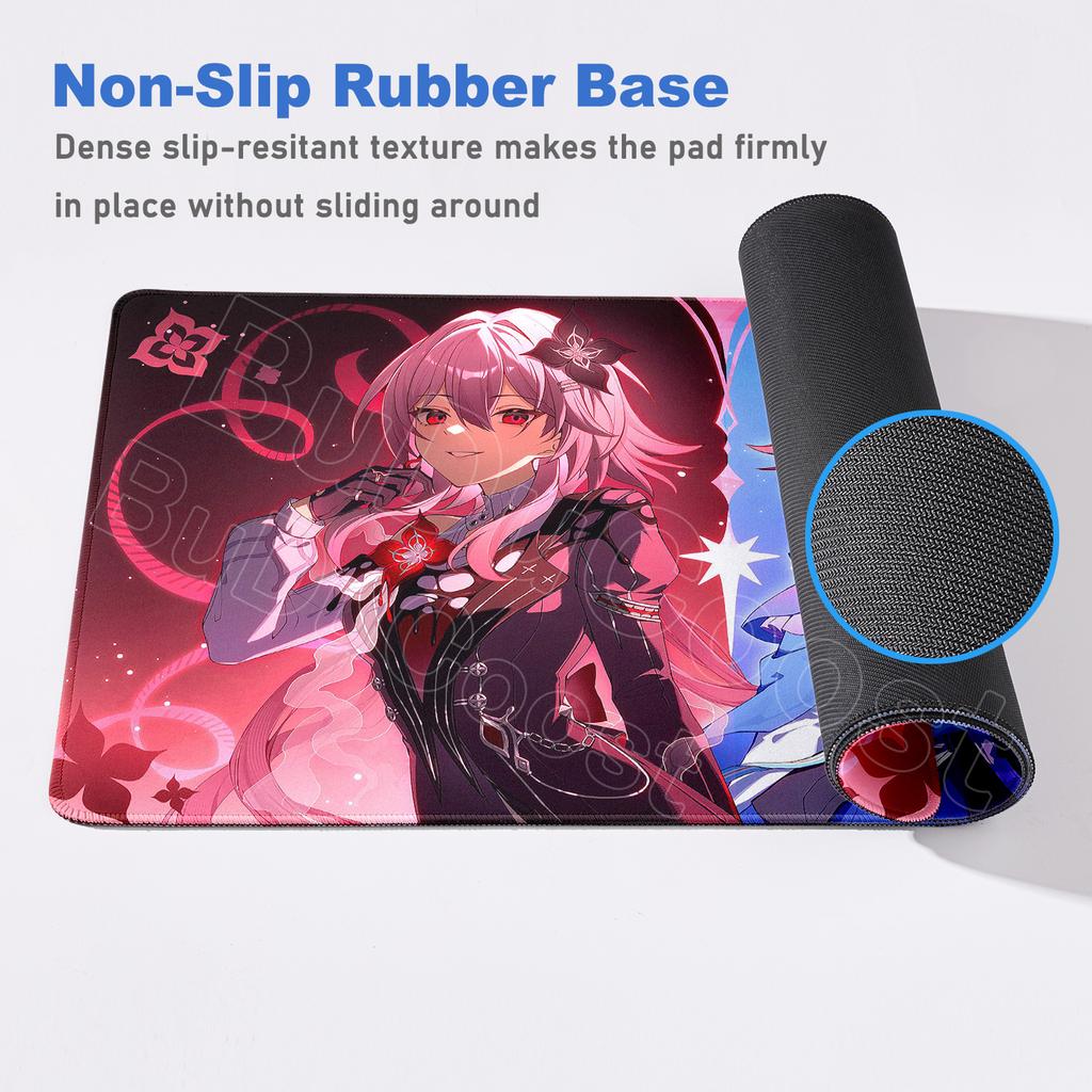 Cute anime game mouse pad Honkai Star Rail March 7th Girl Pink mousepad Non-slip Desk Mat desk organizers and trays 900 x 400MM