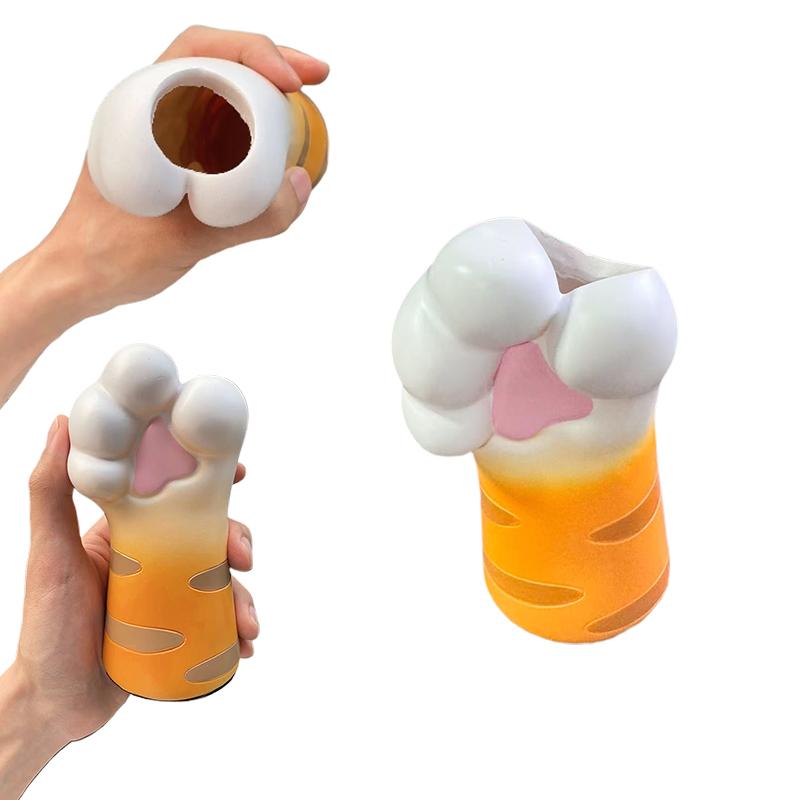 1PC Ornaments Funny Vase Painted Pattern Resin Exquisite Home Decor Cat Lover Gifts Cat's Paw Shape Cute 15.7x7.9x8.2cm