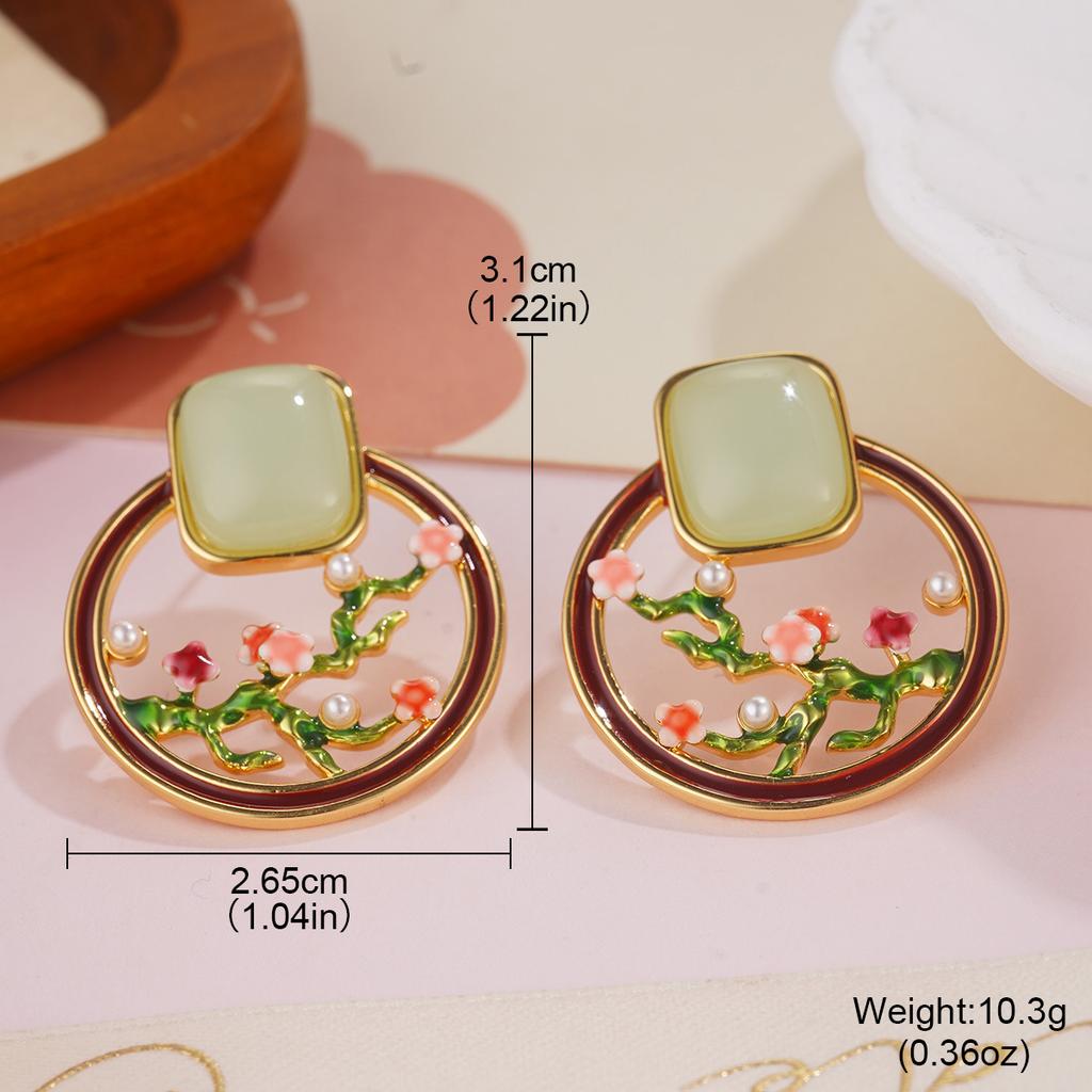 New Spring Pearl Flower Earrings Niche Design Premium Earrings 2026 Enamel Temperament Non-collision Earrings