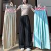 Spring Summer Women Loose Wide Leg Pants Casual Elastic Waist Stright Long Wide Leg Pants Female Casual Female Pants Trousers