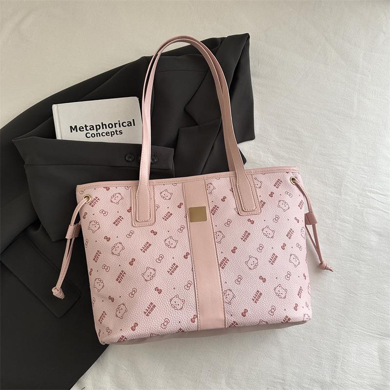 

Повседневная сумка большой вместимости женская новая простая и модная весенняя сумка через плечо сумка для занятий для студентки сумка-тоут розовый