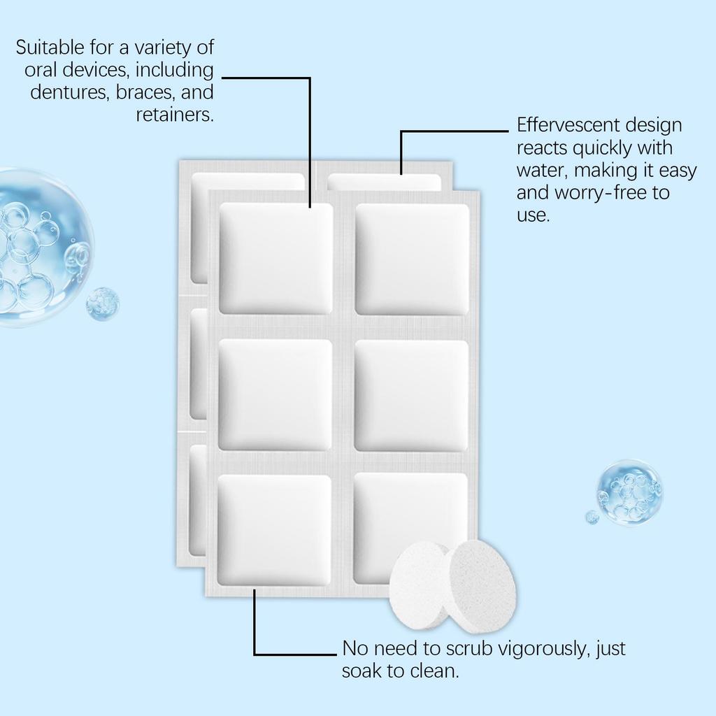 Denture Cleaning Effervescent Tablets: Daily Cleaning of Denture Dirt and Stains, Denture Care Effervescent Tablets