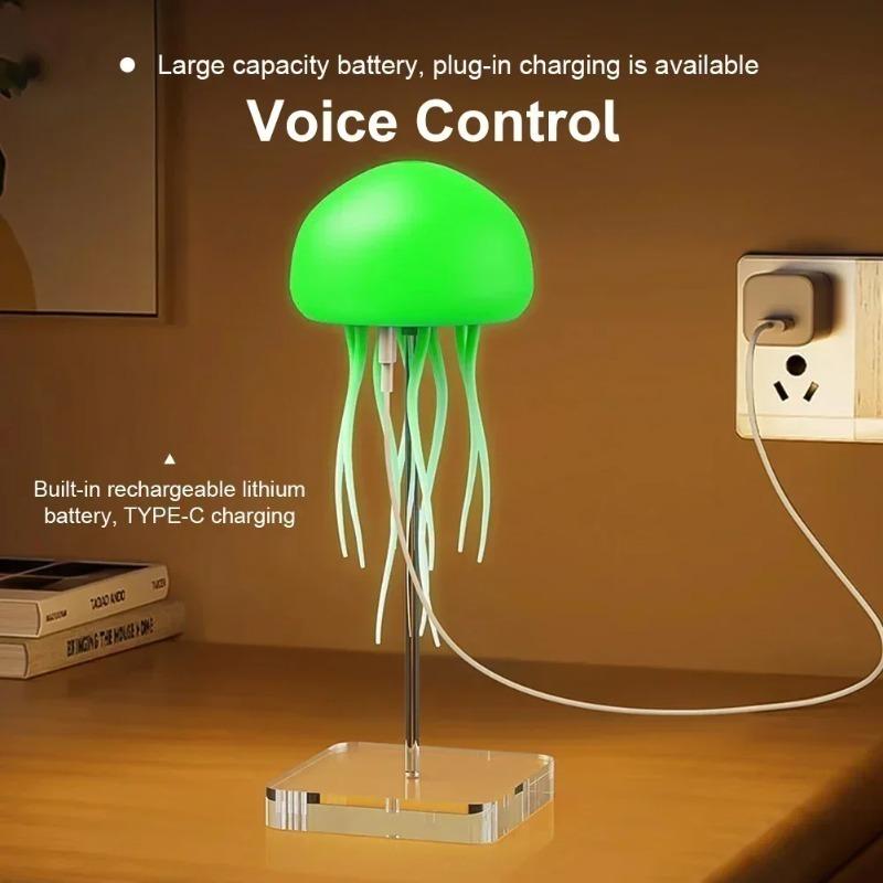 Creative Home Lighting Dynamic Voice Control Jellyfish Lamp Color Changing Atmosphere Romantic Rechargeable Ambient Night Light