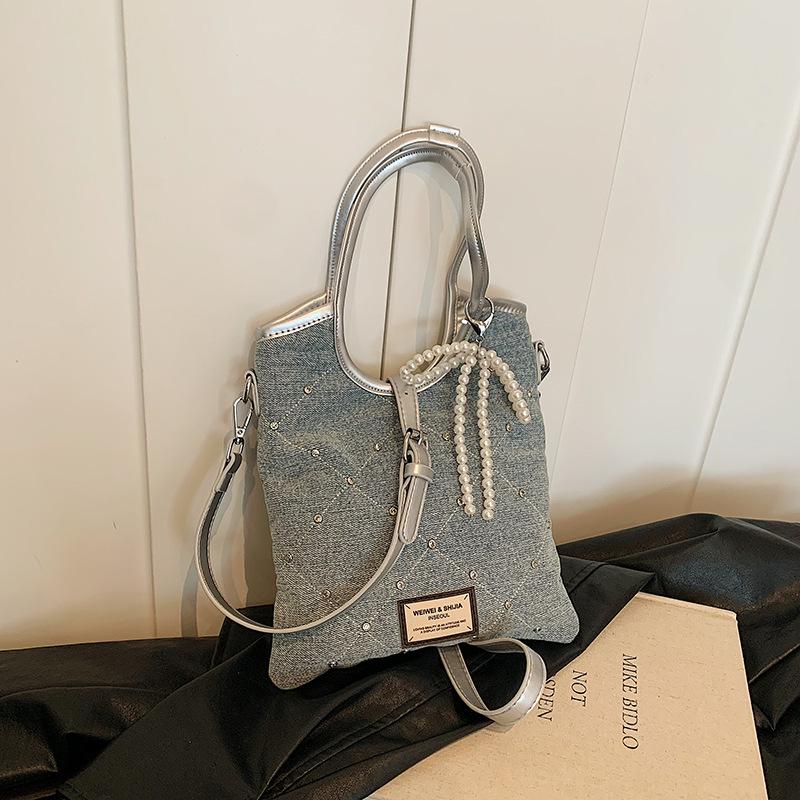 

Denim bag women s summer new niche underarm bag high-end shoulder tote bag синий