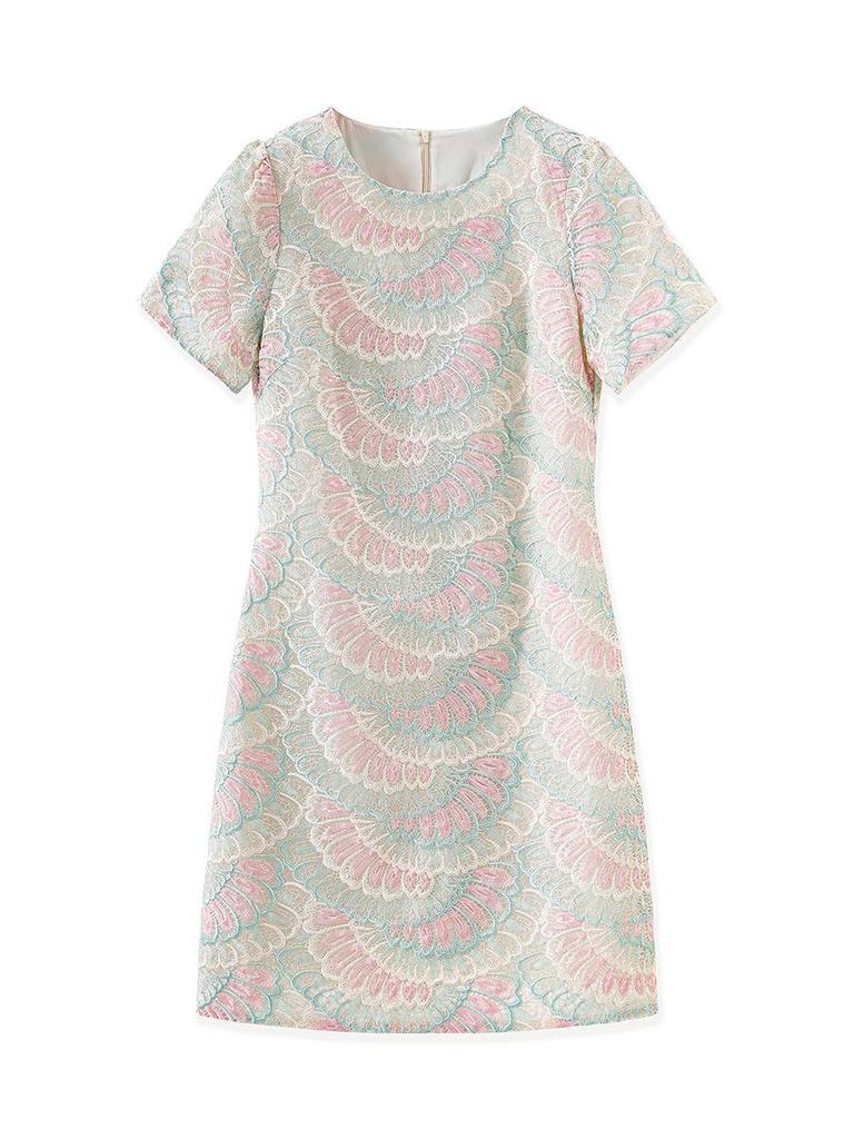 Summer Style Women's Slimming Dress - High-Quality Organza with Sparrow Feather Embroidery