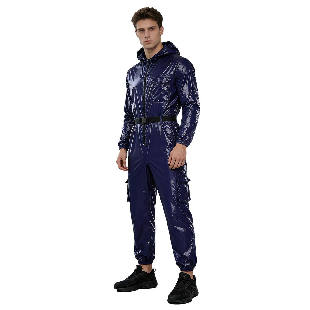 Herren Wasserabweisender Overall Mechaniker Arbeitskleidung Langarm Reißverschluss Vorne Mit Kapuze Overall