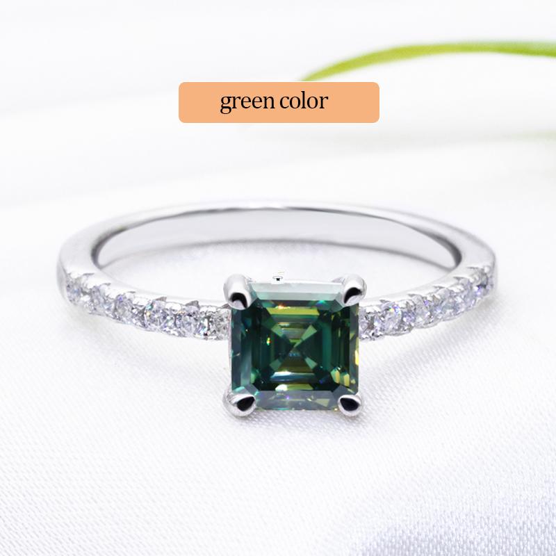 Fancy Asscher Cut 5.5x5.5mm 0.8ct Moissanite Wedding Ring 925 Sterling Silver VVS1 White Moissanite Engagement Ring for Women