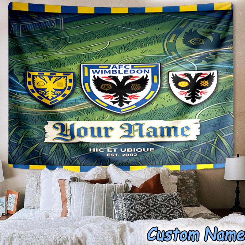 Custom Name Afc Wimbledon Crest Printed Tapestry, for Bedroom,Livingroom, dormitory, Large Wall Decor, Fabric Decor Fan Birthday Gifts