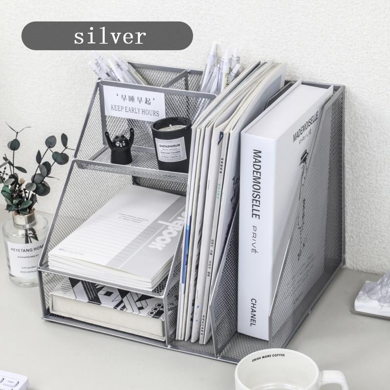Mesh storage frame multi-functional layer desktop file letter tray for folders mail stationery desk accessories White black 6550₽