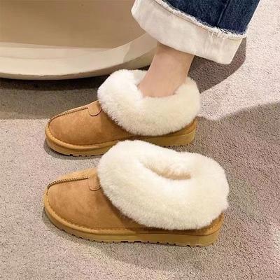 New Plush Integrated Short Snow Boots Women's Tazi Special Leather Wool Mouth Women's Boots One-pedal Non-slip