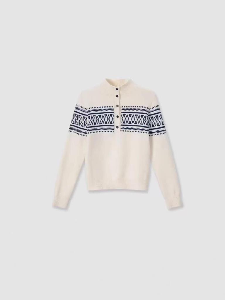 2026 Fair Isle Design Women's Wool Pullover - Skin-friendly, Warm Half-high Neck for Spring & Autumn