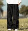 Übergroße Cord-Fracht-Hose mit weitem Bein, entspannt, Gaucho, verstellbarer Gummizug, einfarbig [foveitaa] Herrenhose, Hose, Hose, Stil, Jogginghose, Sport,