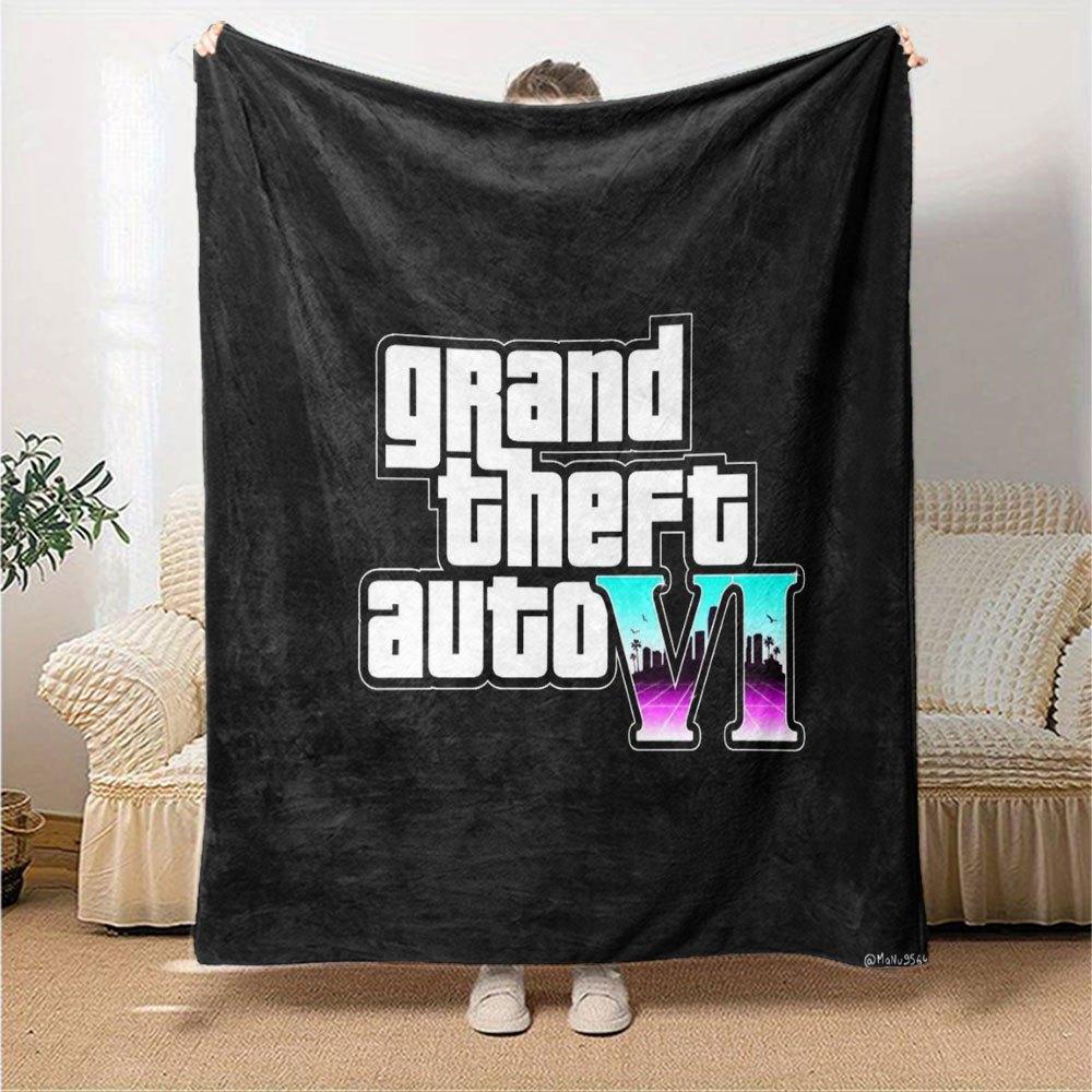 1pc Grand Theft Auto Soft Flannel Blanket with Designer Print A cozy blanket for all seasons, perfect for the couch, bed, office