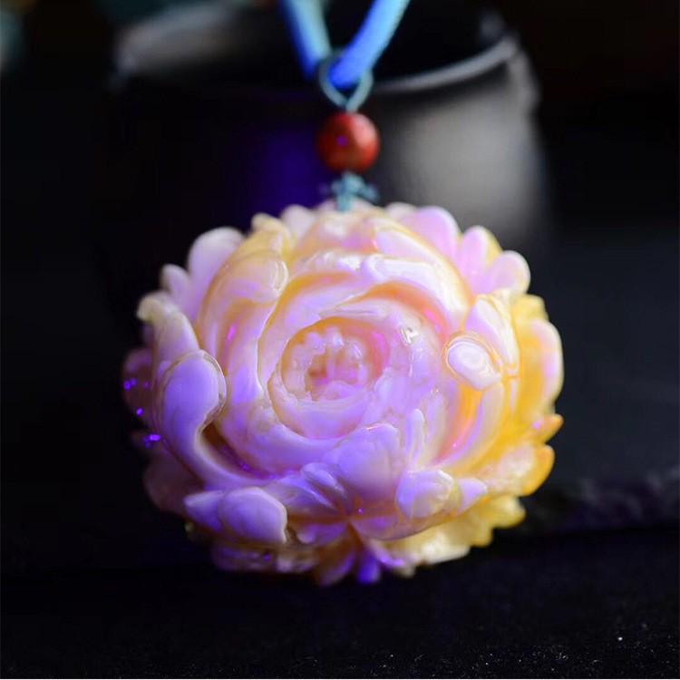 Women's White Flower Amber Pendant: Second Gen Peony, Rose & Beeswax Design In Yellow