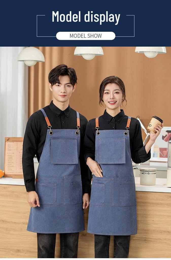 Premium Waterproof Canvas Apron for Catering, Baristas, Baking, Milk Tea Shops - Custom Logo Workwear