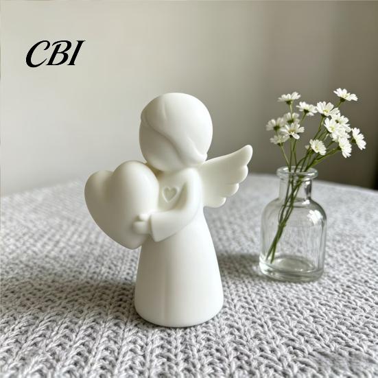 PLA Angel Decoration Mini Love Heart Figurine, 3D Printed White Statue, Modern Decor for Mother's Day, Valentine's Christmas Gift Statue