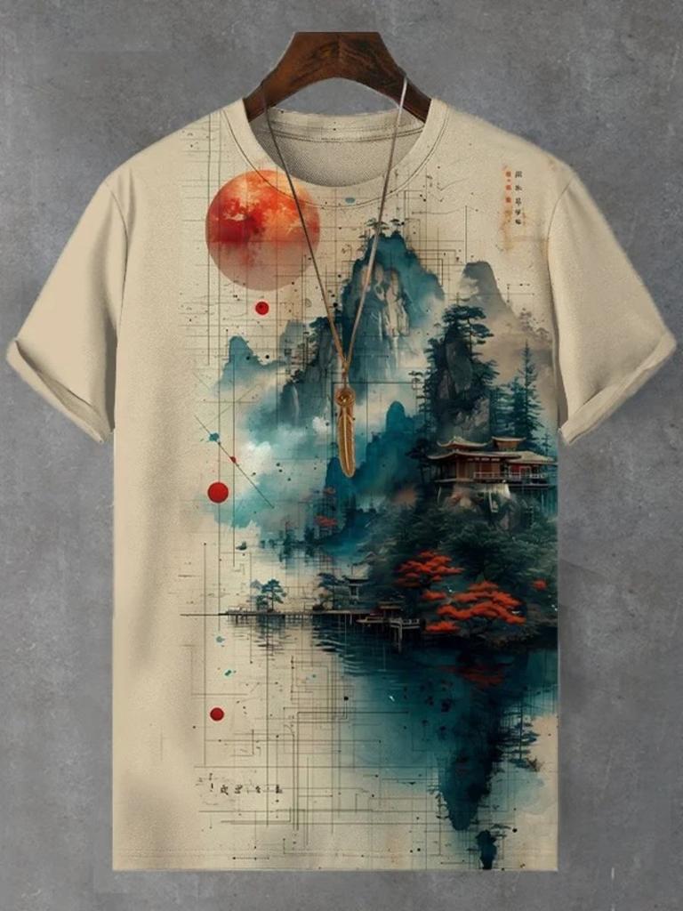 Japanese Ukiyo-E 3D Printed Men's T Shirts Short Sleeved Tee Tops O-Neck Shirts Party Summer Casual Men's Clothing Apparel