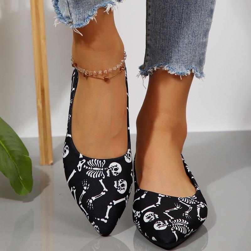 Large size casual shallow mouth single shoes women's autumn new Halloween elements flat-bottomed foot shoes wish