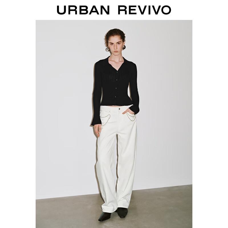 

UR 2025 Autumn Women s Beaded Wide-Leg Cotton Casual Trousers 30