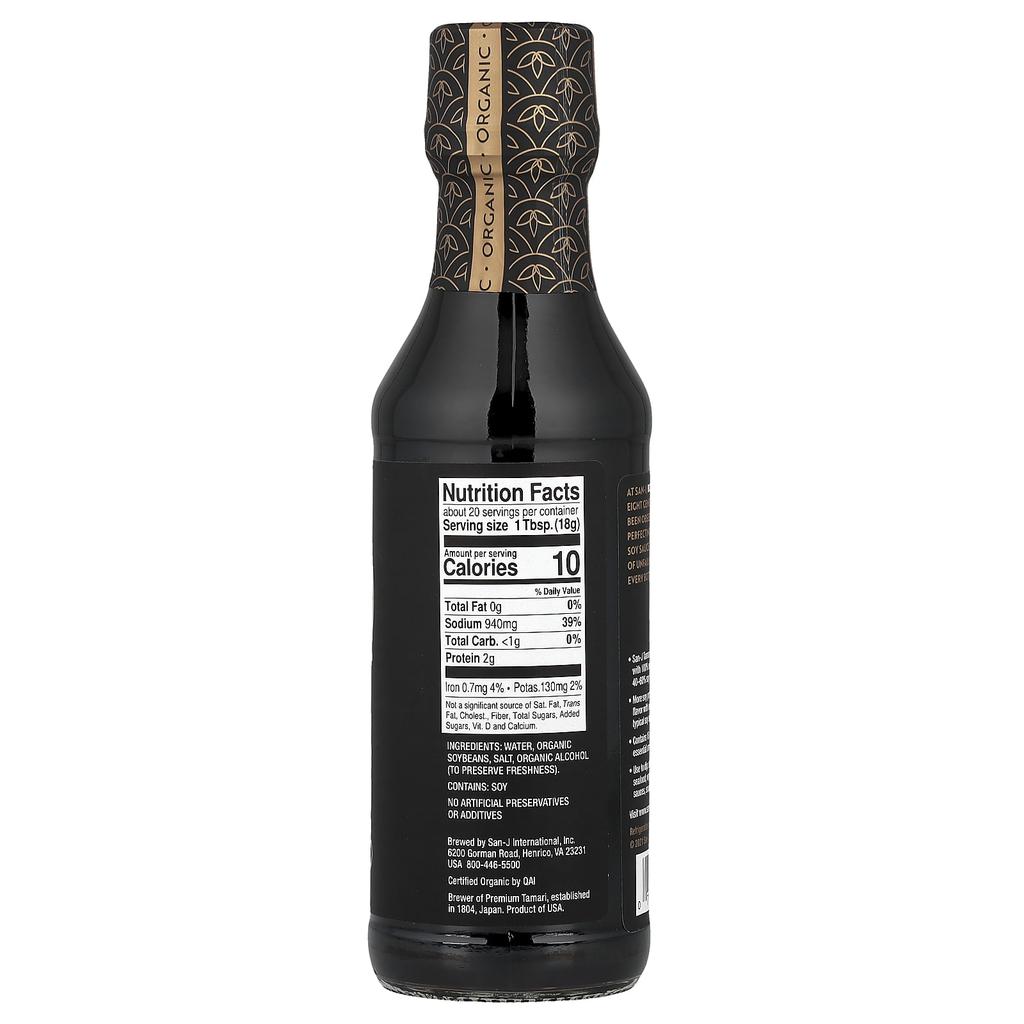 San-J, Organic Tamari Brewed Soy Sauce, 10 fl oz (296 ml)