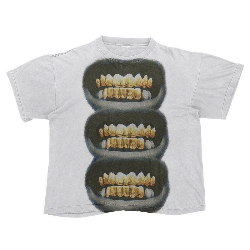 

Tooth Drill Mouth Trendy Brand Short Sleeve Loose Hip Hop Street Casual Couple T-shirt Fun Creative TEE Men s Top 4XL