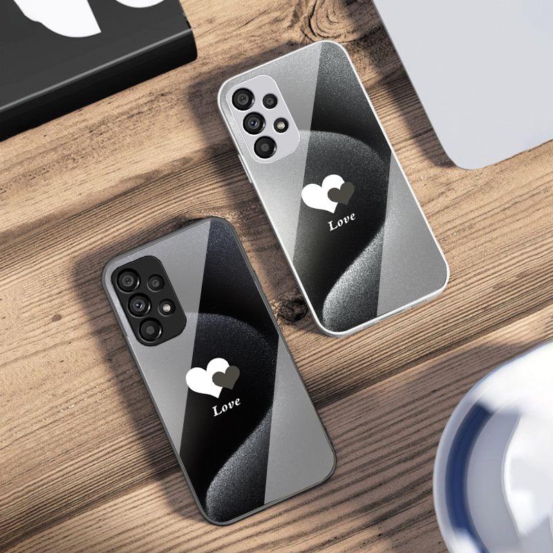 Gradient White Heart For Samsung S 25 S25 Edge S25Ultra S8 S9 S10 20 U Ltra S21 Pro S22 Plus S23 FE S24 Ultra Glass Phone Case