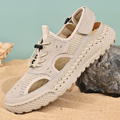 Sandali uomo moda estate nuovo stile punta in pelle outdoor tempo libero sport scarpe sandalo traforate scarpe da spiaggia Scarpe da uomo in rete fatte a mano