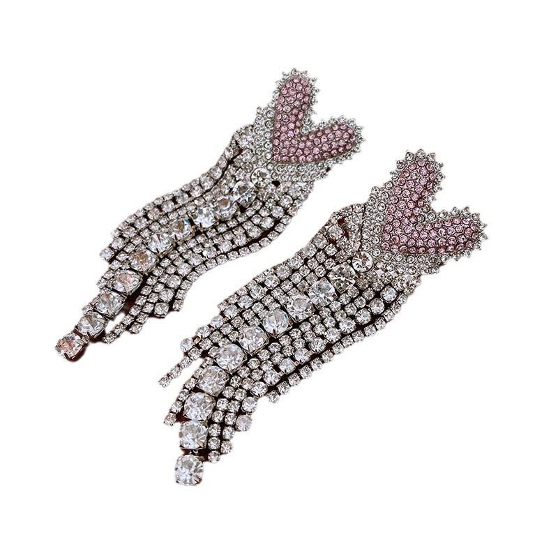 European and American Silver Needle Zircon Fringed Earrings Light Luxury High-end Atmospheric Earrings Niche Earrings Women