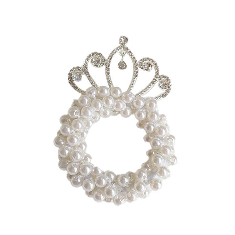 Pearl Crown Headdress Rubber Band for Girls: Princess Hair Accessory for Little Girls