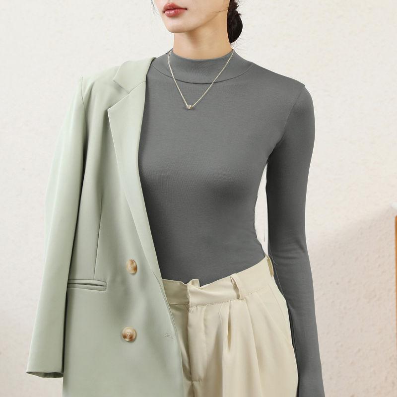Plus-size Women's Turtleneck Pullover Long Sleeves Slim Fit Simple Basic Solid Color Top Bottoming Shirt Female Knitted Base Shirt