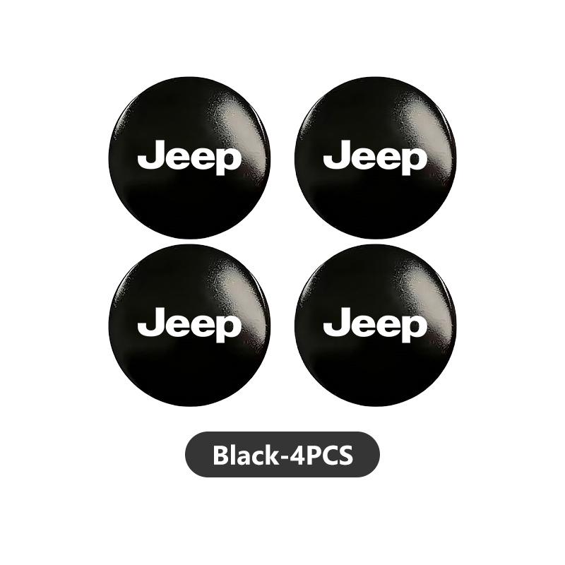 For Jeep 4pcs 3D Car Logo Wheel Center Hub Cap Dust-proof Badge Sticker Grand Cherokee Wrangler JK Renegade Gladiator Compass