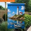2D Flat - 2D Flat Printing Garden Flag 1pc, Scenic Lighthouse And Boats Durable Single-Sided Print Yard Flag, Garden And Home Holiday Decoration, 29.9