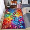 Colorful Musical Note Carpet with Hearts and Vibrant Rainbow Design Suitable for Use As an Anti-slip for Living Room Bedroom Sofas