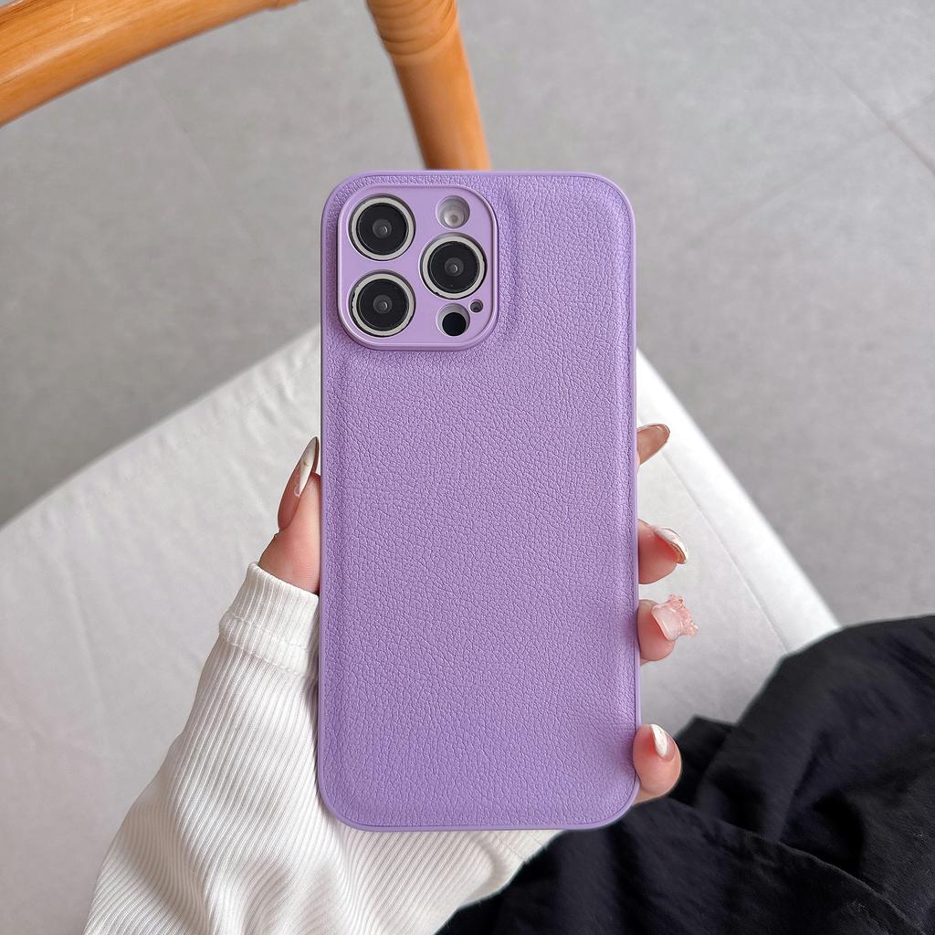 Black Lychee Pattern for Apple 16 Mobile Phone Case for IPhone 15 Personality 12 Promax Autumn and Winter Leather 13 Anti-fall