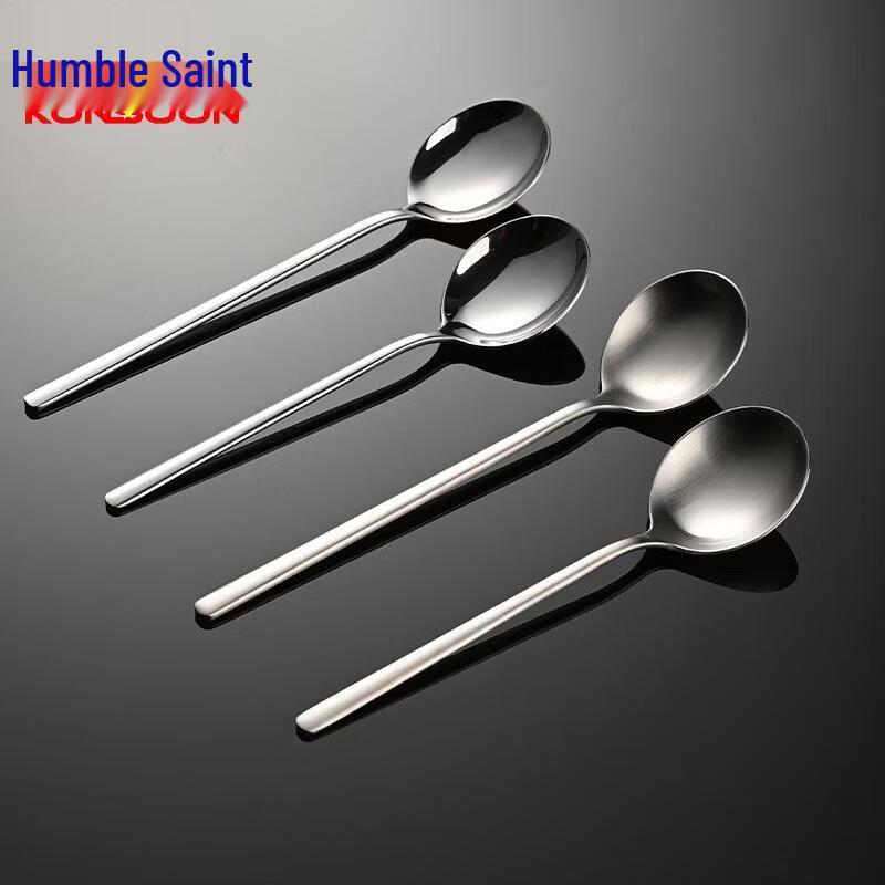 Stainless Steel Long Handle Deep Round Dessert Soup Spoon